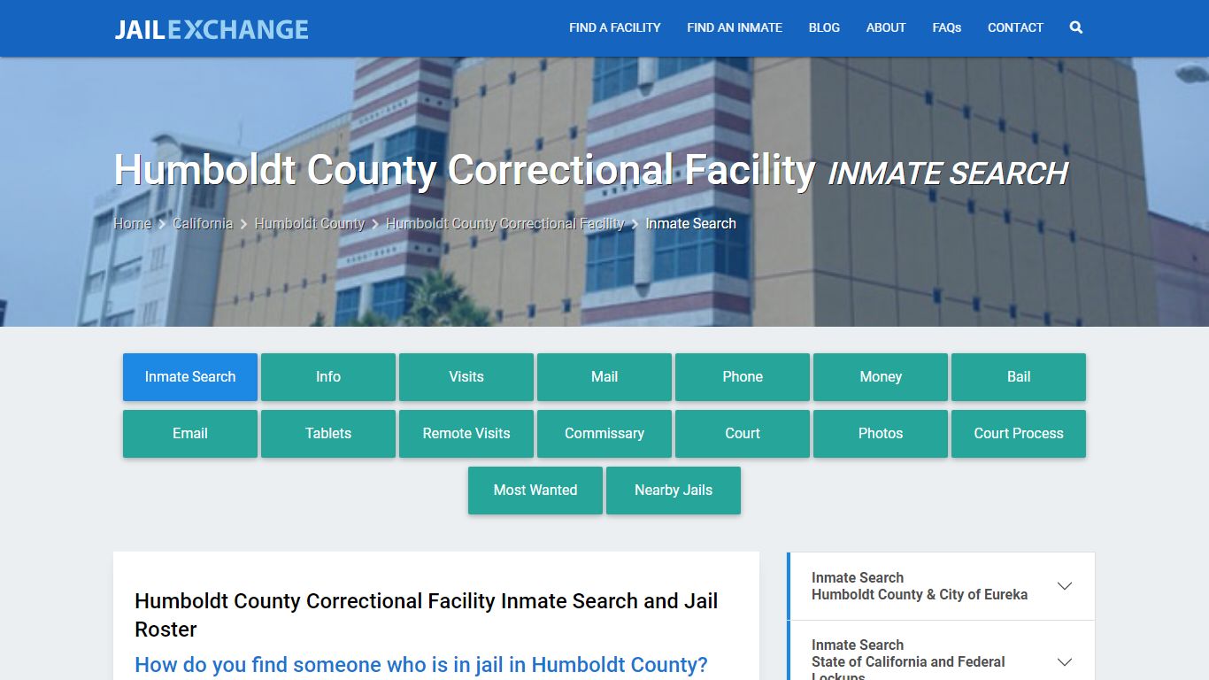 Humboldt County Correctional Facility Inmate Search - Jail Exchange